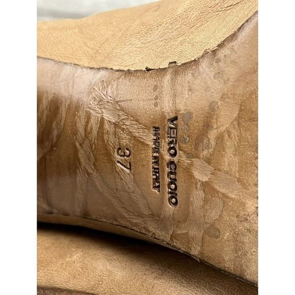 Vintage Steve Madden Women’s Heel Tan Leather Booties Front Zip Euro 37 US 6.5 - Picture 9 of 10